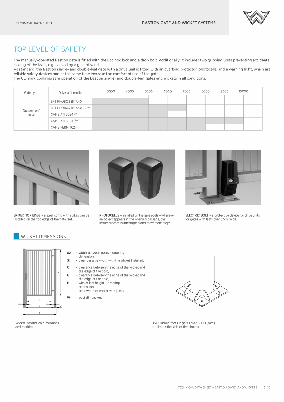 Pagina 5-Porti batante DECORIO Bastion Fisa tehnica Engleza t of the product. The posts were designed to...