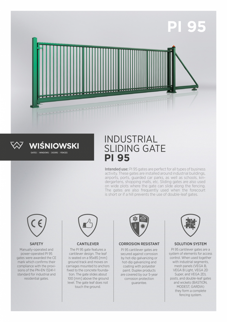 Pagina 1-Porti culisante DECORIO PI95 Fisa tehnica Engleza PI 95

INDUSTRIAL
SLIDING GATE
PI 95
Intended use:...