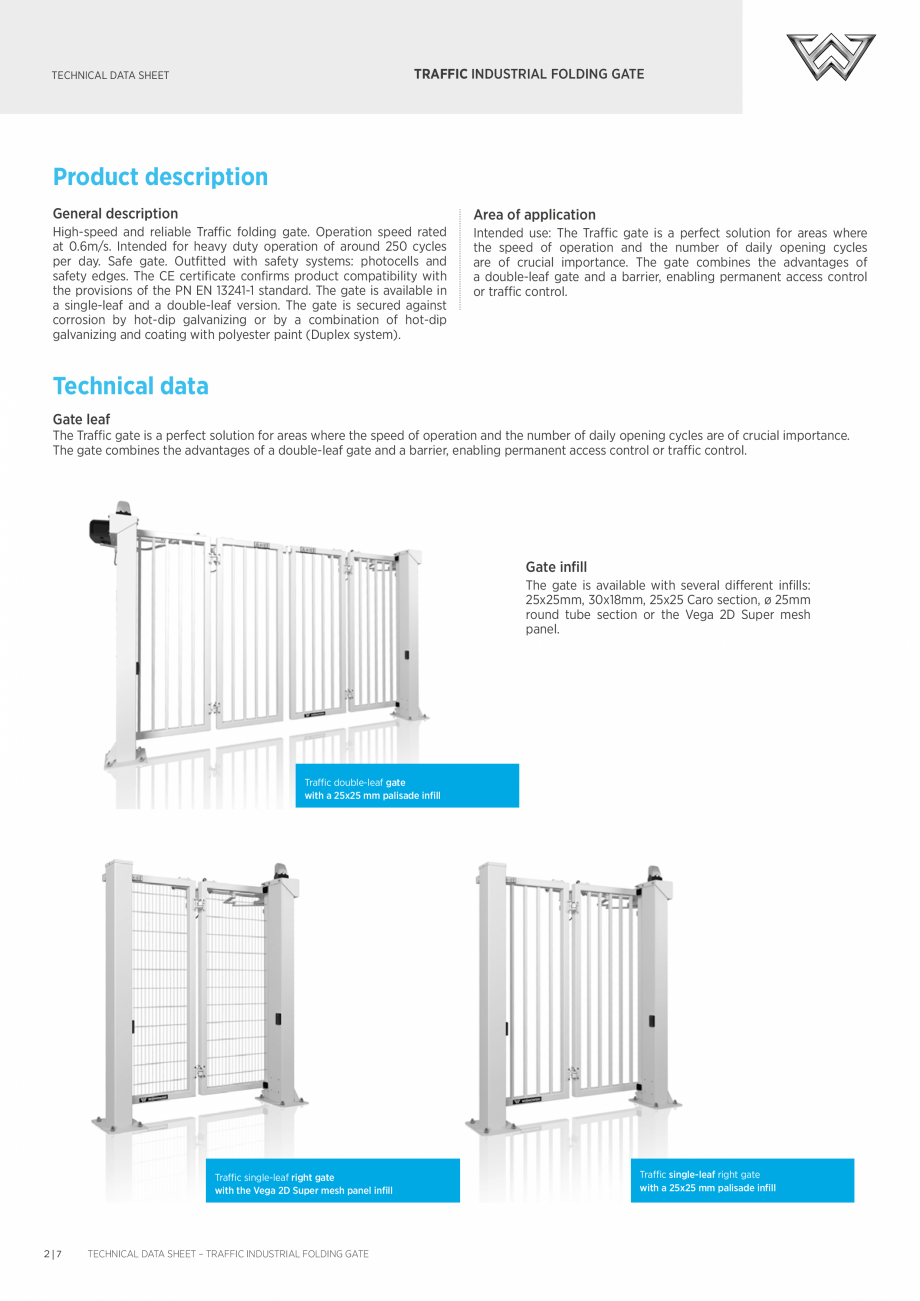Pagina 2-Poarta Bi-Fold DECORIO Traffic Fisa tehnica Engleza eavy duty operation of around 250 cycles
per day...