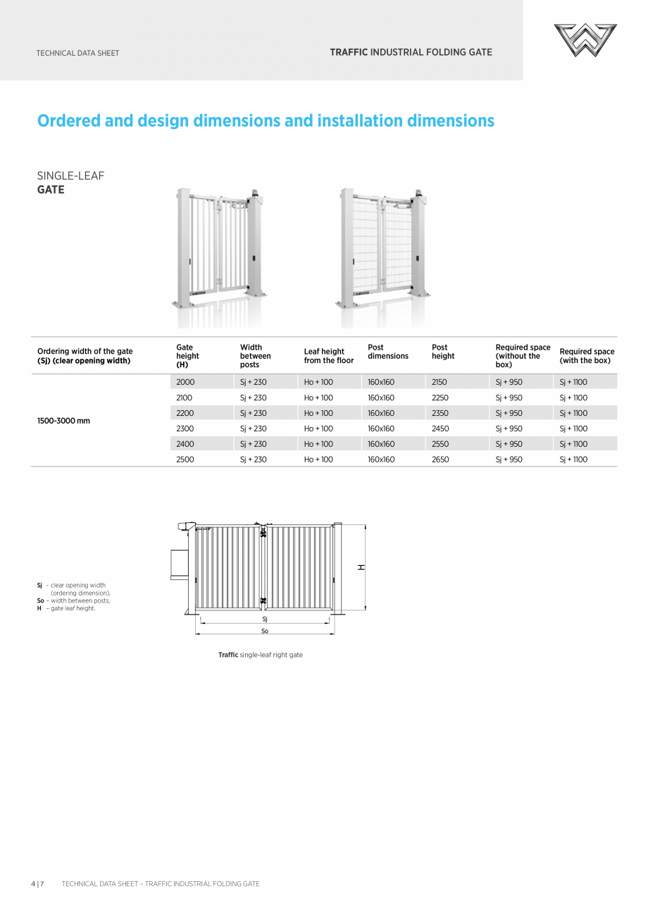 Pagina 4-Poarta Bi-Fold DECORIO Traffic Fisa tehnica Engleza olours as standard: RAL 5010, RAL 6005, RAL 7016...
