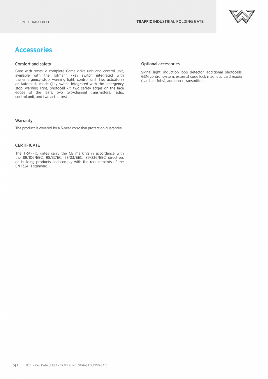 Pagina 6-Poarta Bi-Fold DECORIO Traffic Fisa tehnica Engleza f height.
Sj
So

Traffic single-leaf right gate
...