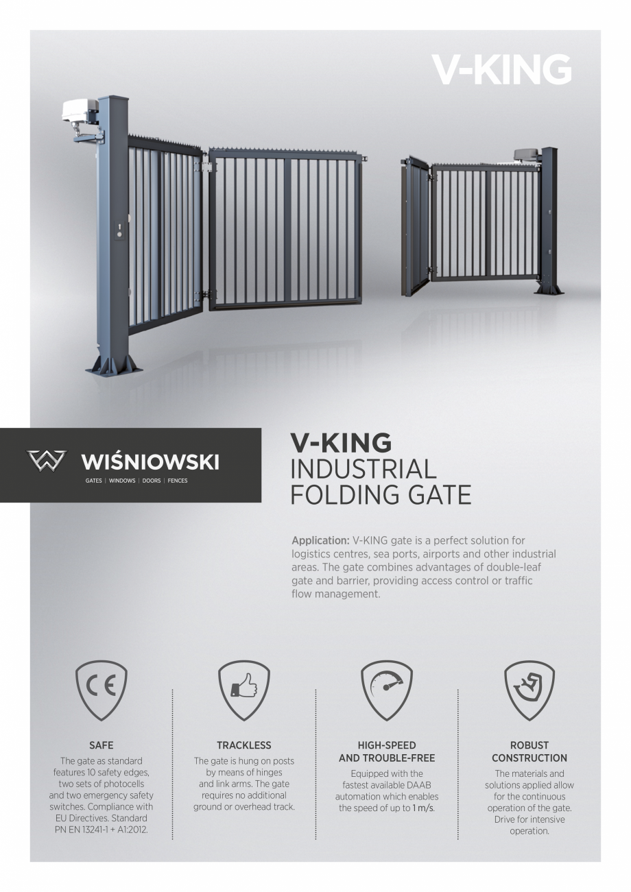 Pagina 1 - Poarta bi-fold DECORIO V-King Fisa tehnica Engleza V-KING

V-KING
INDUSTRIAL
FOLDING GATE...