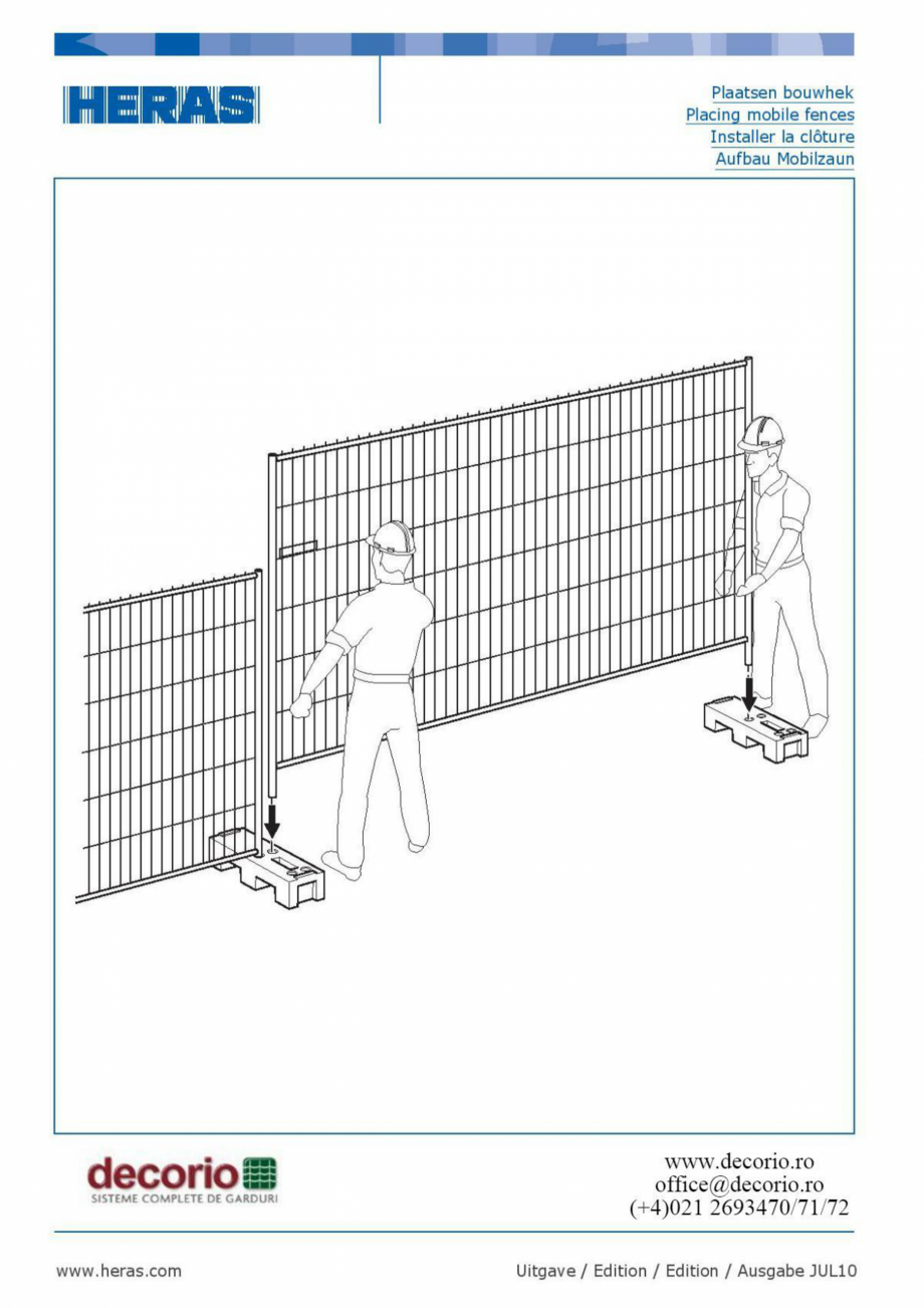 Pagina 1-Montajul gardului mobil in soclu DECORIO M400, M100, M200, M300, M350, M400 Fitting Panel, M800,...