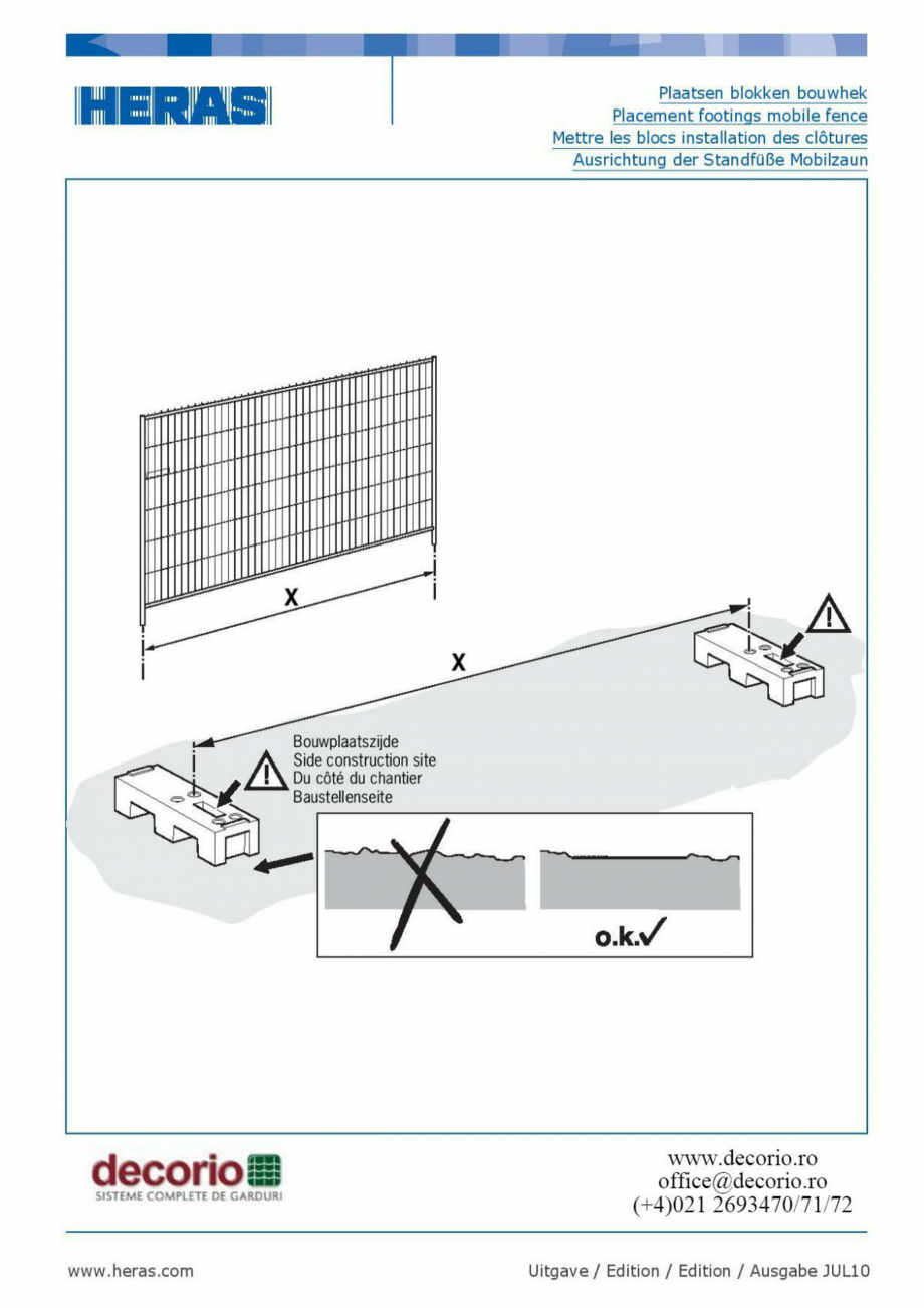 Pagina 1-Montaj gard mobil in soclu DECORIO M400, M100, M200, M300, M350, M400 Fitting Panel, M800, Anti...