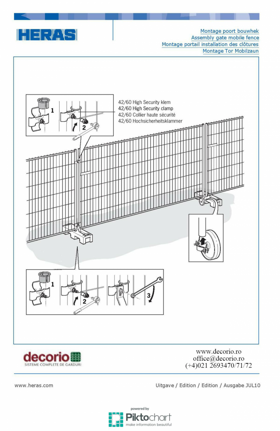 Pagina 1-Montaj poarta-mobila din gard mobil  DECORIO Argos, Sliding Gate Construction Fisa tehnica Engleza, ...