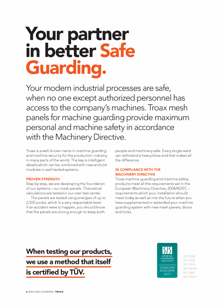 Pagina 6-Catalog - Garduri pentru spatii de protectie a robotilor sau a utilajelor TROAX Catalog, brosura...