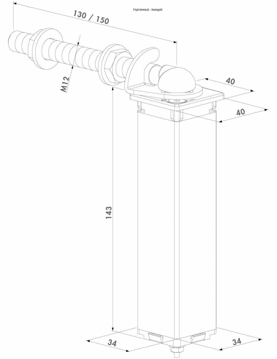 Pagina 1-Specificatii tehnice pentru setulul de balamale cu amortizor LOCINOX SWING40 Fisa tehnica Romana 