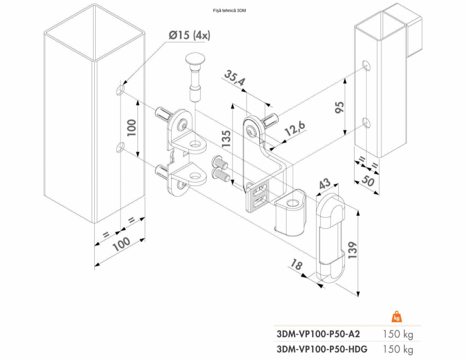 Pagina 1-Balama fara sudura, ajustabila in 3 dimensiuni - Fisa tehnica  LOCINOX 3DM Fisa tehnica Romana 