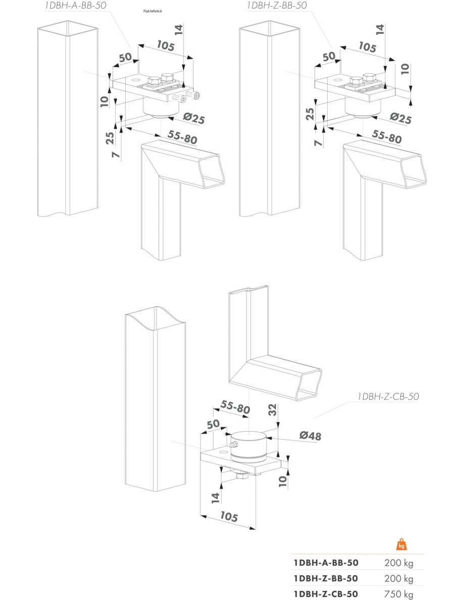 Pagina 1-Balama cu rulment pentru porti automate - Fisa tehnica  LOCINOX 1DBH Fisa tehnica Romana 