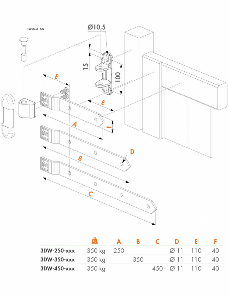 Pagina 1-Balama pentru porti din lemn - Fisa tehnica  LOCINOX 3DW Fisa tehnica Romana 