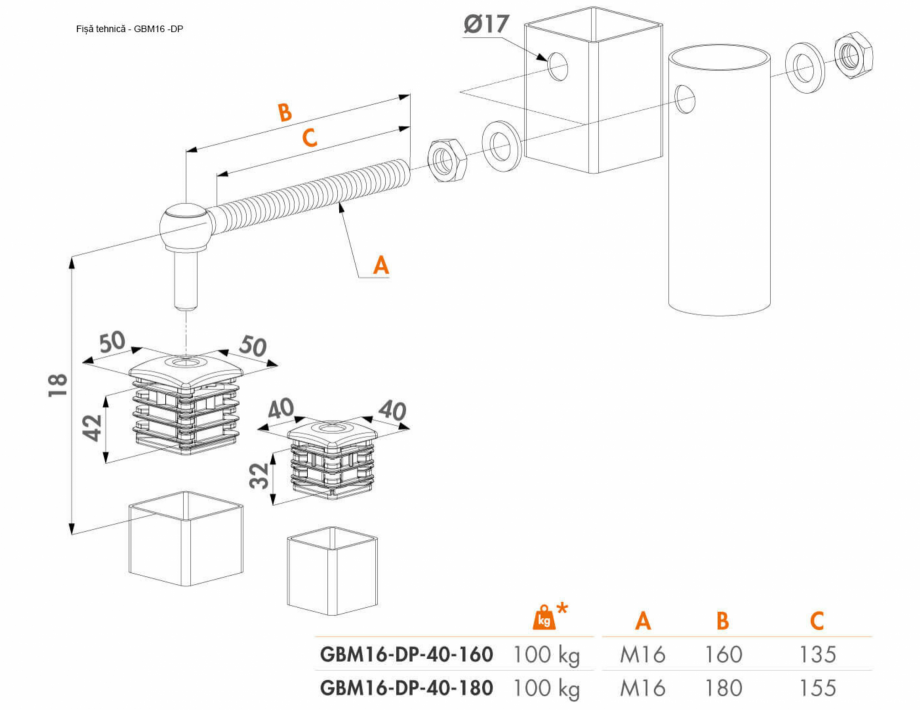 Pagina 1-Balama cu capace de aluminiu pentru porti de gradina - Fisa tehnica  LOCINOX GBM16-DP Fisa tehnica...