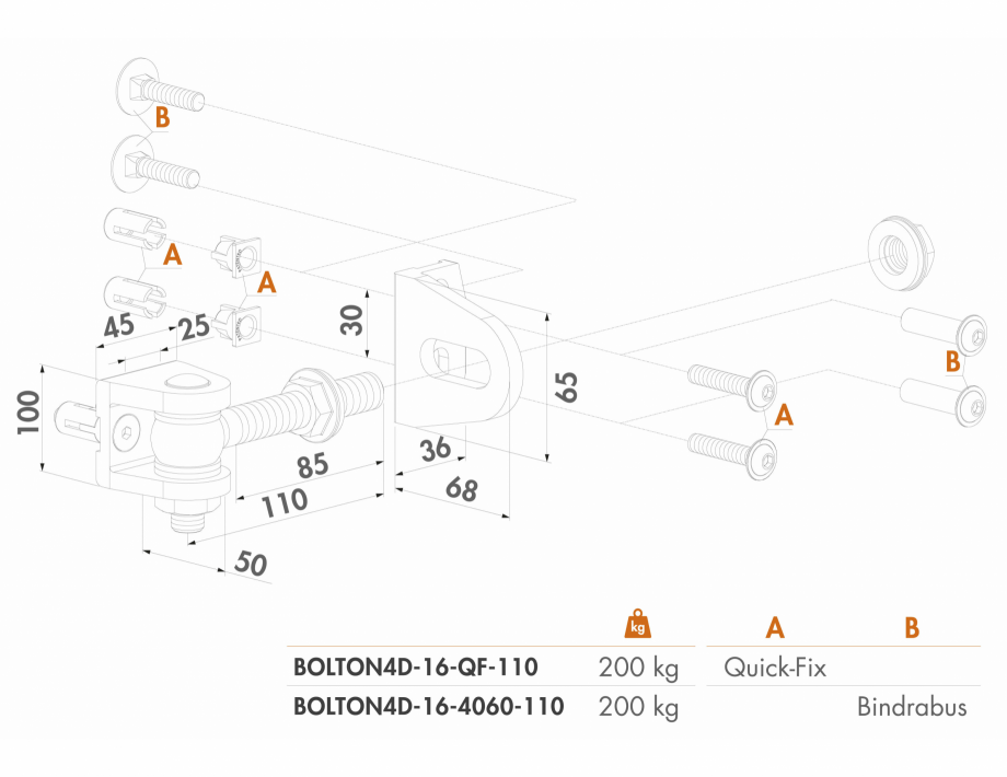 Pagina 1-Balama articulata, montaj fara sudura - Fisa tehnica  LOCINOX BOLTON4D Fisa tehnica Romana 
