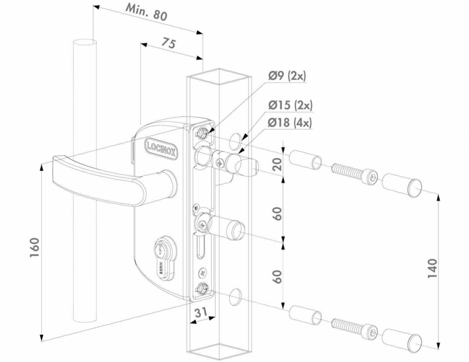 Pagina 2-Broasca poarta metalica - Fisa tehnica  LOCINOX LAKZ P1 Fisa tehnica Romana 