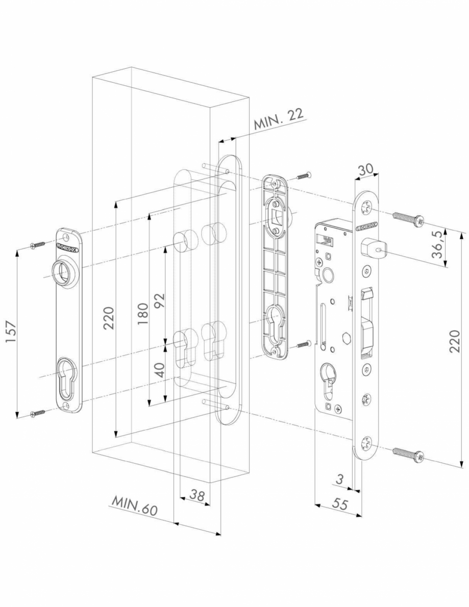 Pagina 2 - Incuietoare incastrabila pentru porti metalice - Fisa tehnica LOCINOX H-Metal Fisa...