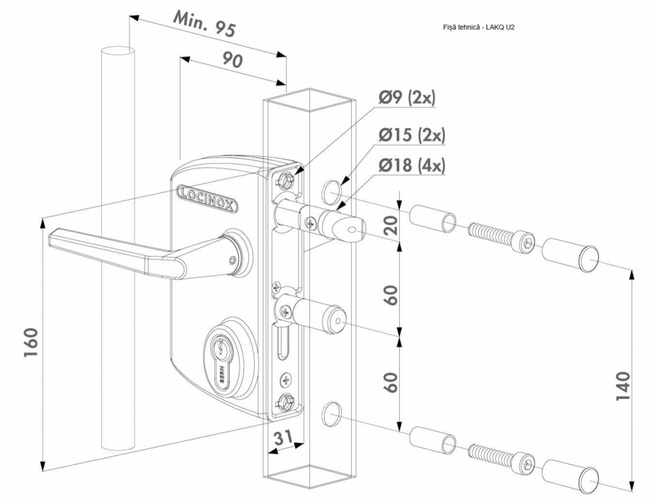 Pagina 1-Incuietoare porti metalice industriale - Fisa tehnica  LOCINOX LAKQ U2 Fisa tehnica Romana 