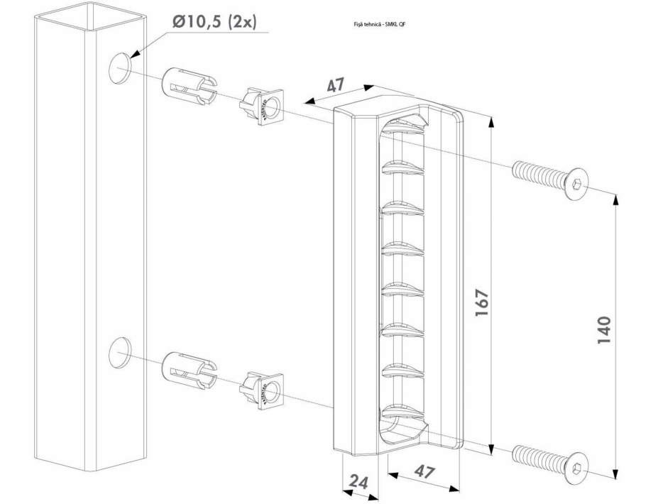 Pagina 1-Opritor din poliamida pentru porti de gradina - Fisa tehnica  LOCINOX SMKL QF Fisa tehnica Romana 