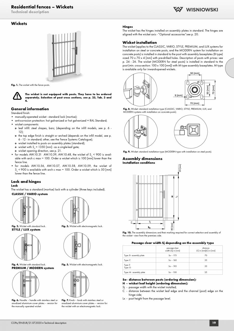 Pagina 7-Porti rezidentiale DECORIO Fisa tehnica Engleza ates with the drive unit in the post
		 (N = So +...