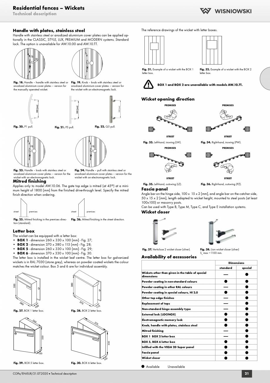 Pagina 9-Porti rezidentiale DECORIO Fisa tehnica Engleza  p. 41, 50, 56 and 68.

- optional accessory for...