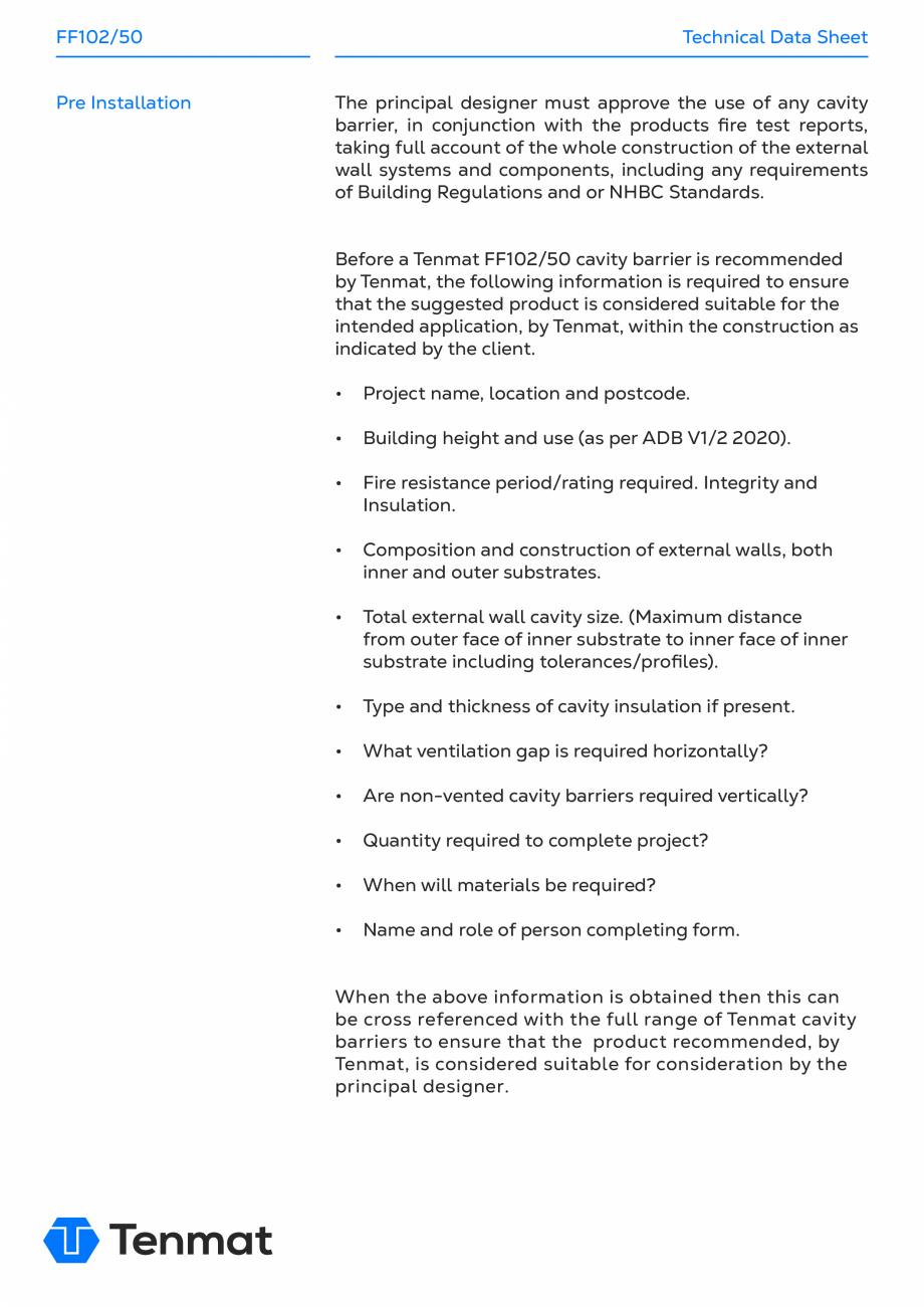 Pagina 6-Bariere de incendiu ventilate TENMAT FF102/50 Fisa tehnica Engleza 

6mm (thick) x 75mm (wide) x...