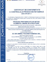Certificat de conformitate nr 2204-CPR-0971 1 - Produse prefabricate din beton - valabil pana la 15