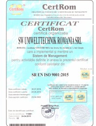 Certificat CertROM - SR EN ISO 9001:2015