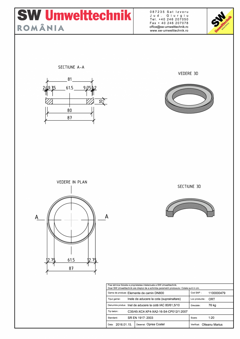 Pagina 1 - CAD-PDF Inel de aducere la cota IAC 80/61,5/10 SW UMWELTTECHNIK Detaliu de produs IAC...
