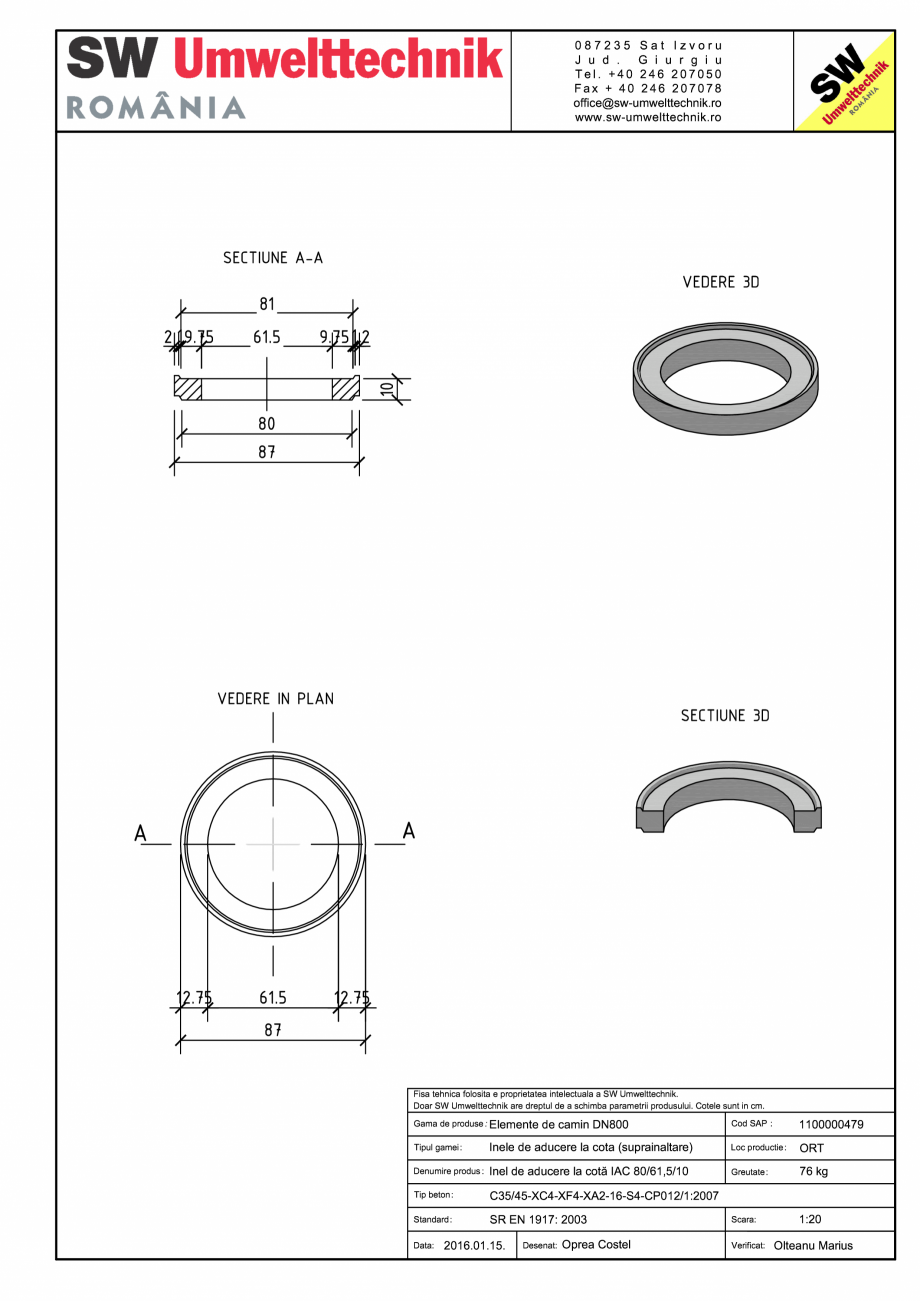 Pagina 1-CAD-PDF Inel de aducere la cota IAC 80/61,5/10 SW UMWELTTECHNIK Detaliu de produs IAC 80/61,5/5-IAC ...