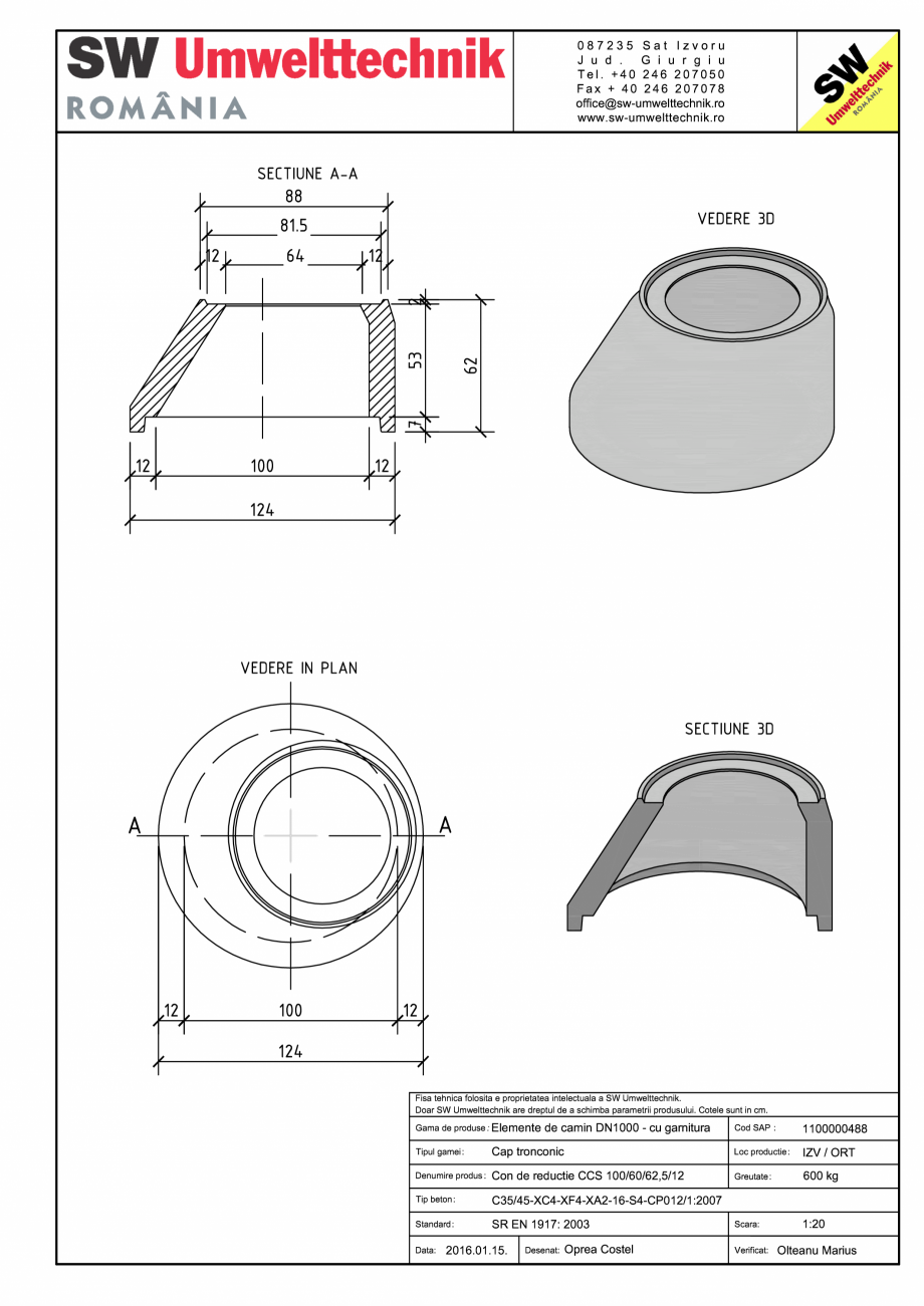 Pagina 1-CAD-PDF Con de reductie CCS 100/60/62,5/12 SW UMWELTTECHNIK Detaliu de produs CCA-CCS-CCI 
