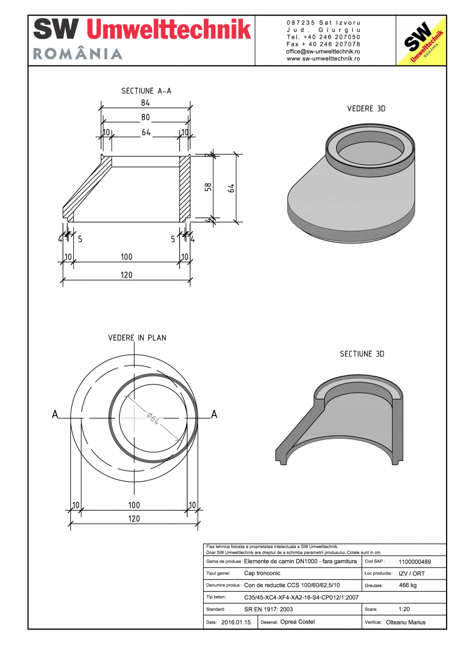 Pagina 1-CAD-PDF Con de reductie CCS 100/60/62,5/10 SW UMWELTTECHNIK Detaliu de produs CCA-CCS-CCI 