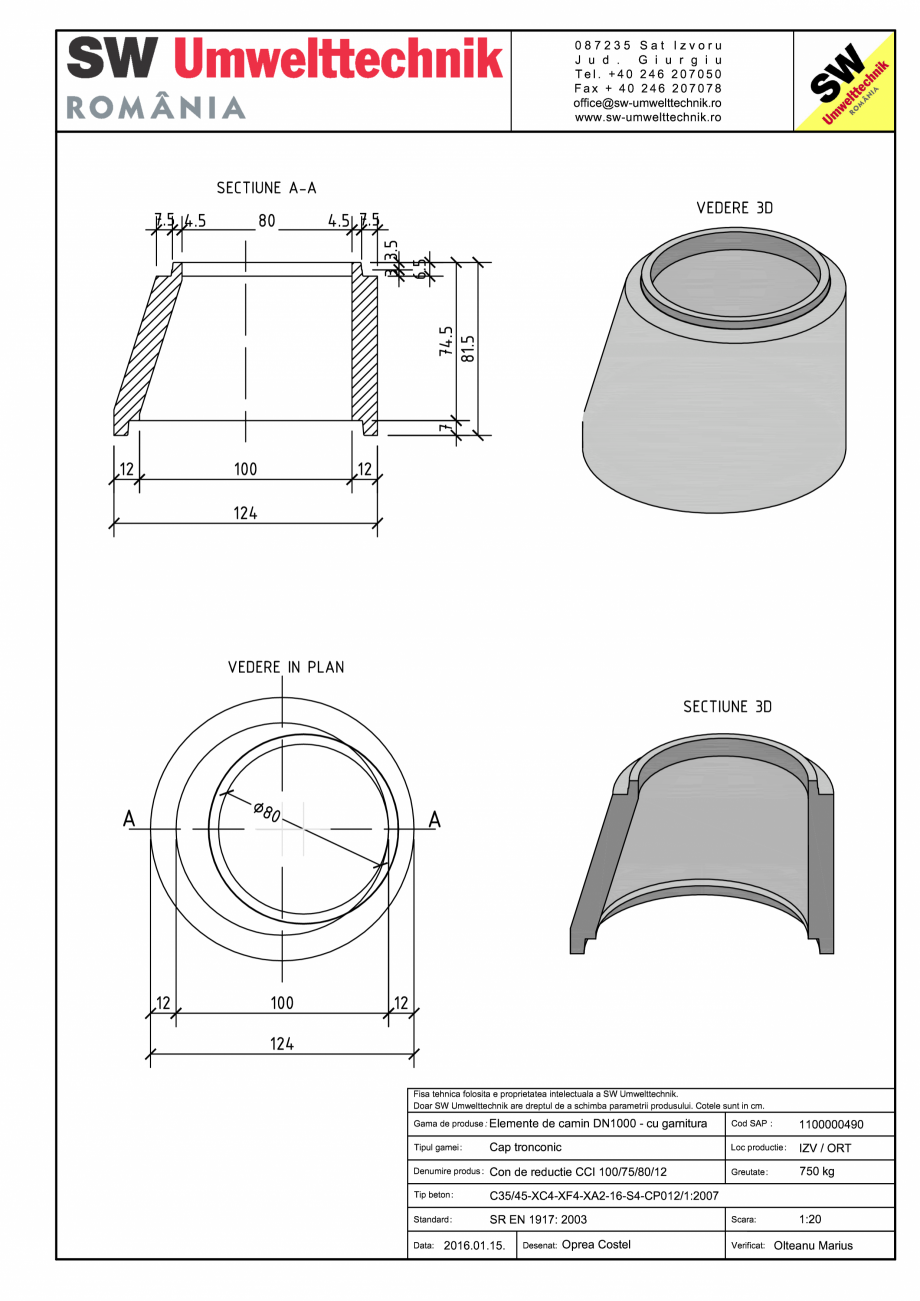 Pagina 1 - CAD-PDF Con de reductie CCI 100/75/80/12 SW UMWELTTECHNIK Detaliu de produs CCA-CCS-CCI 