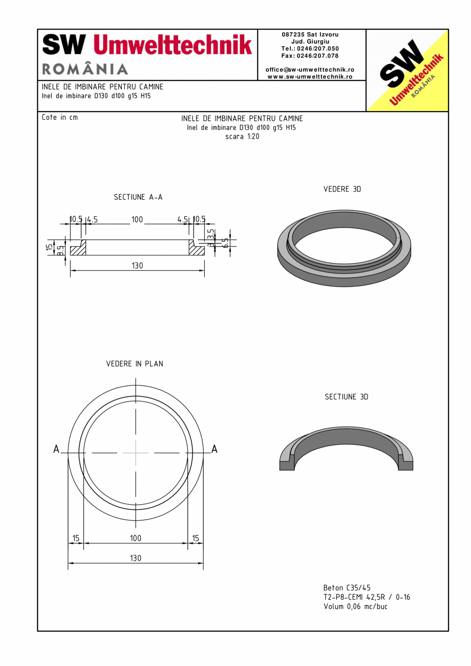 Pagina 1-CAD-PDF Inel de imbinare pentru camine D130  SW UMWELTTECHNIK Detaliu de produs D104-D130 