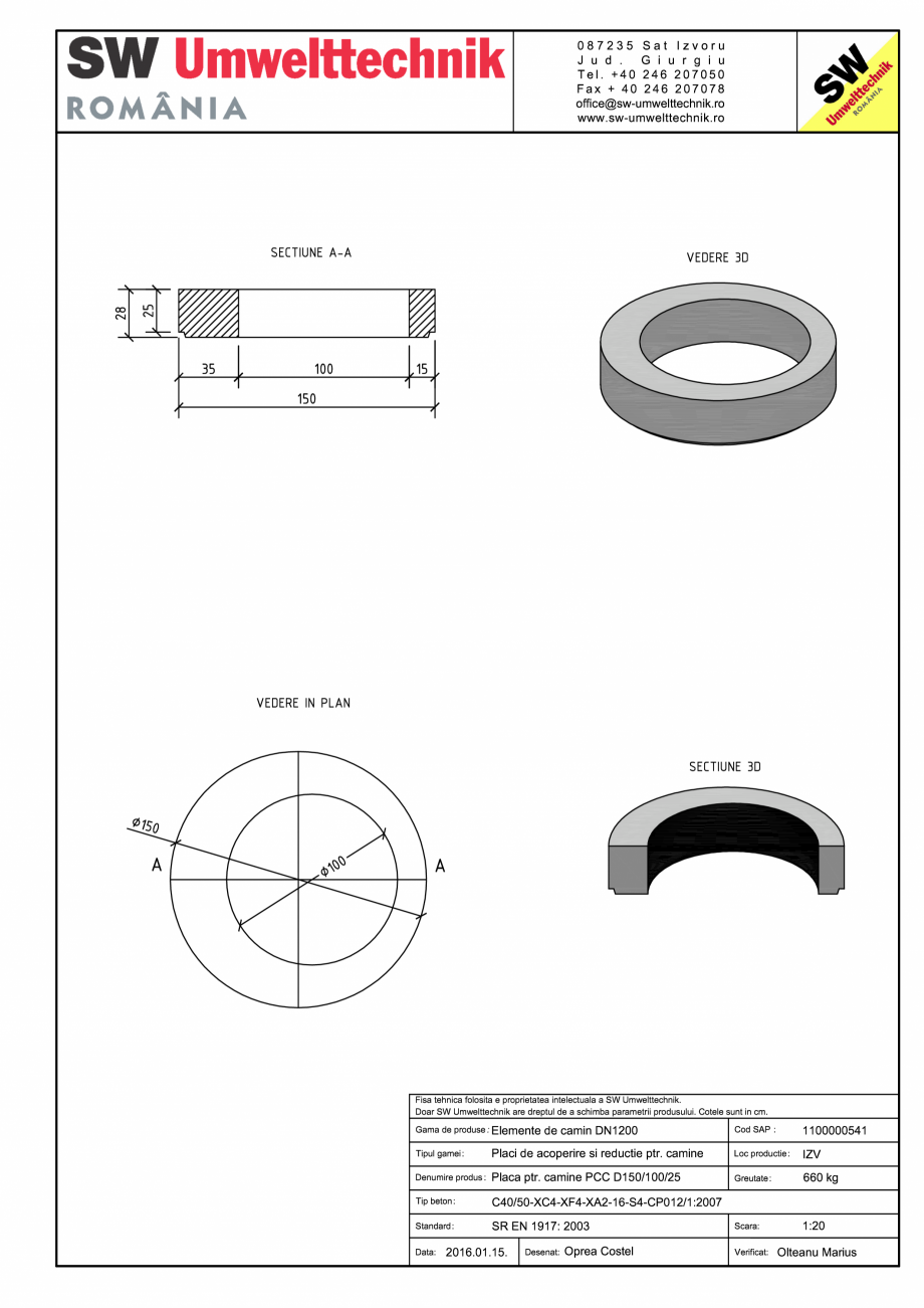 Pagina 1-CAD-PDF Placa pentru camine PCC D150/100/25 SW UMWELTTECHNIK Detaliu de produs PCC-PNC-PA 