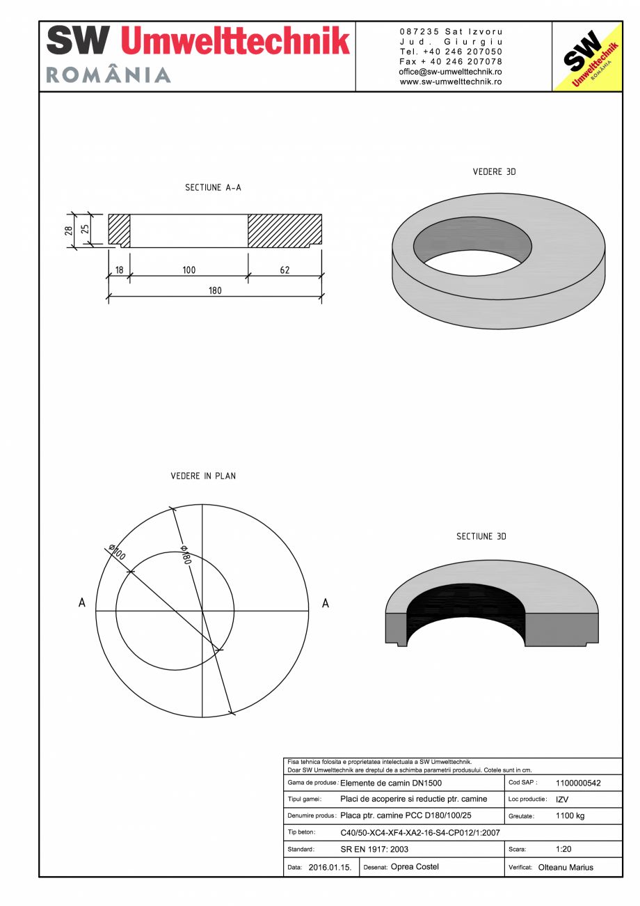 Pagina 1-CAD-PDF Placa pentru camine PCC D180/100/25 SW UMWELTTECHNIK Detaliu de produs PCC-PNC-PA 