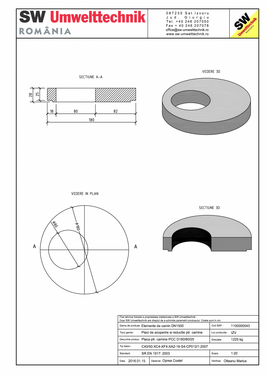Pagina 1-CAD-PDF Placa pentru camine PCC D180/80/25 SW UMWELTTECHNIK Detaliu de produs PCC-PNC-PA 