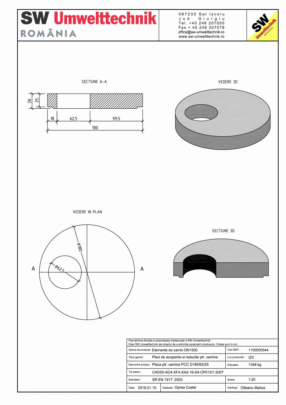 Pagina 1-CAD-PDF Placa pentru camine PCC D180/62/25 SW UMWELTTECHNIK Detaliu de produs PCC-PNC-PA 