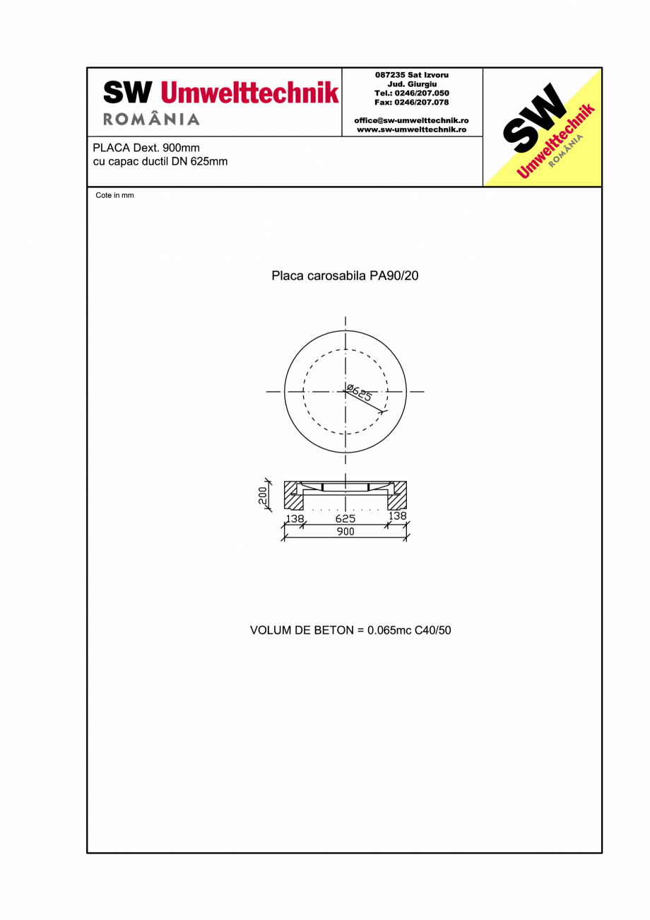 Pagina 1-CAD-PDF Placa acoperire PA D90/20 SW UMWELTTECHNIK Detaliu de produs PCC-PNC-PA 