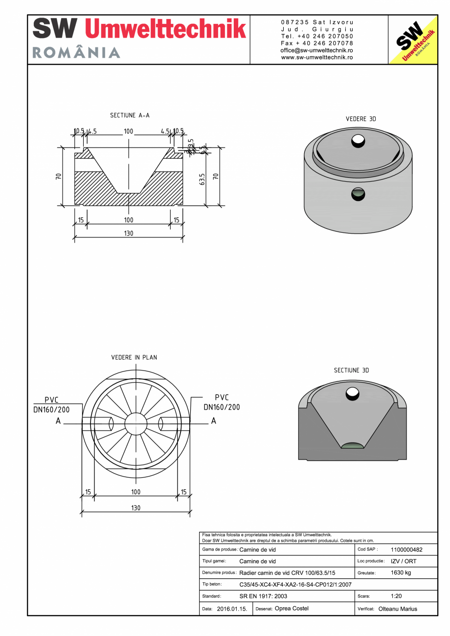 Pagina 1-CAD-PDF Radier camin de vid CRV 100/63,5/15 SW UMWELTTECHNIK Detaliu de produs CRV- RCA-CR-CRJ  