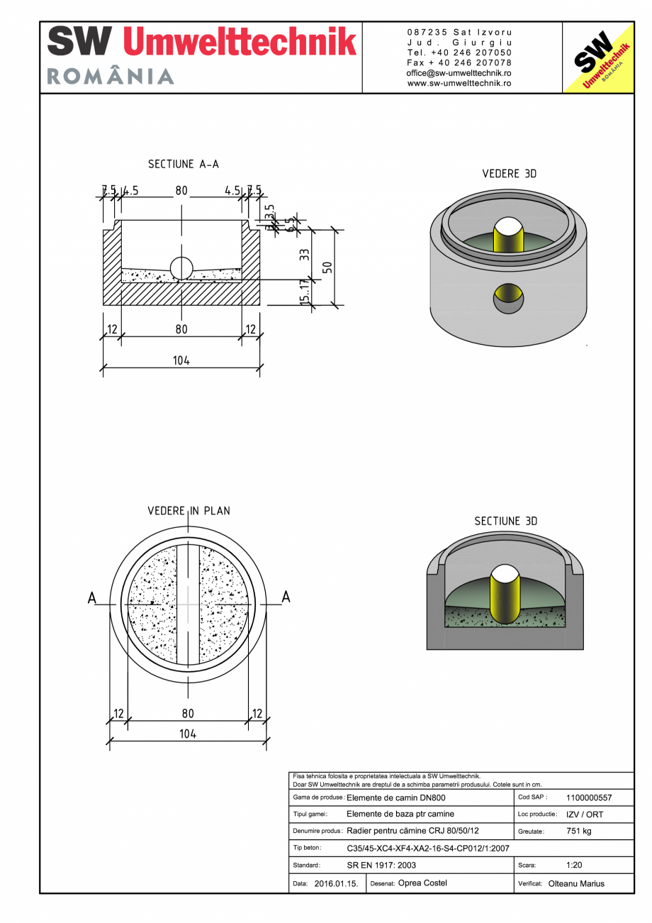 Pagina 1 - CAD-PDF Radier pentru camine CRJ 80/50/12 SW UMWELTTECHNIK Detaliu de produs CRV-...