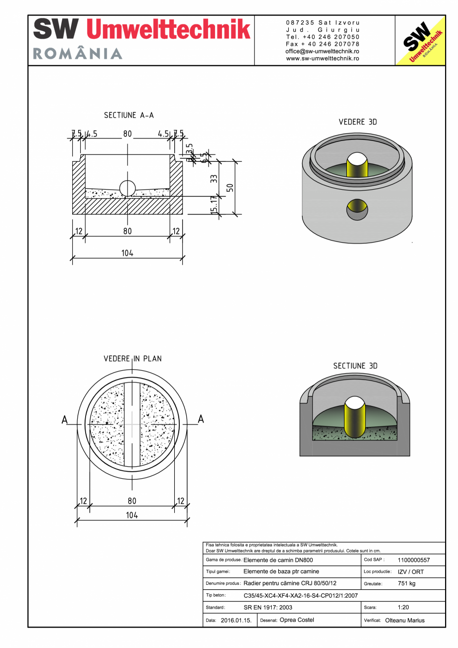 Pagina 1-CAD-PDF Radier pentru camine CRJ 80/50/12 SW UMWELTTECHNIK Detaliu de produs CRV- RCA-CR-CRJ  