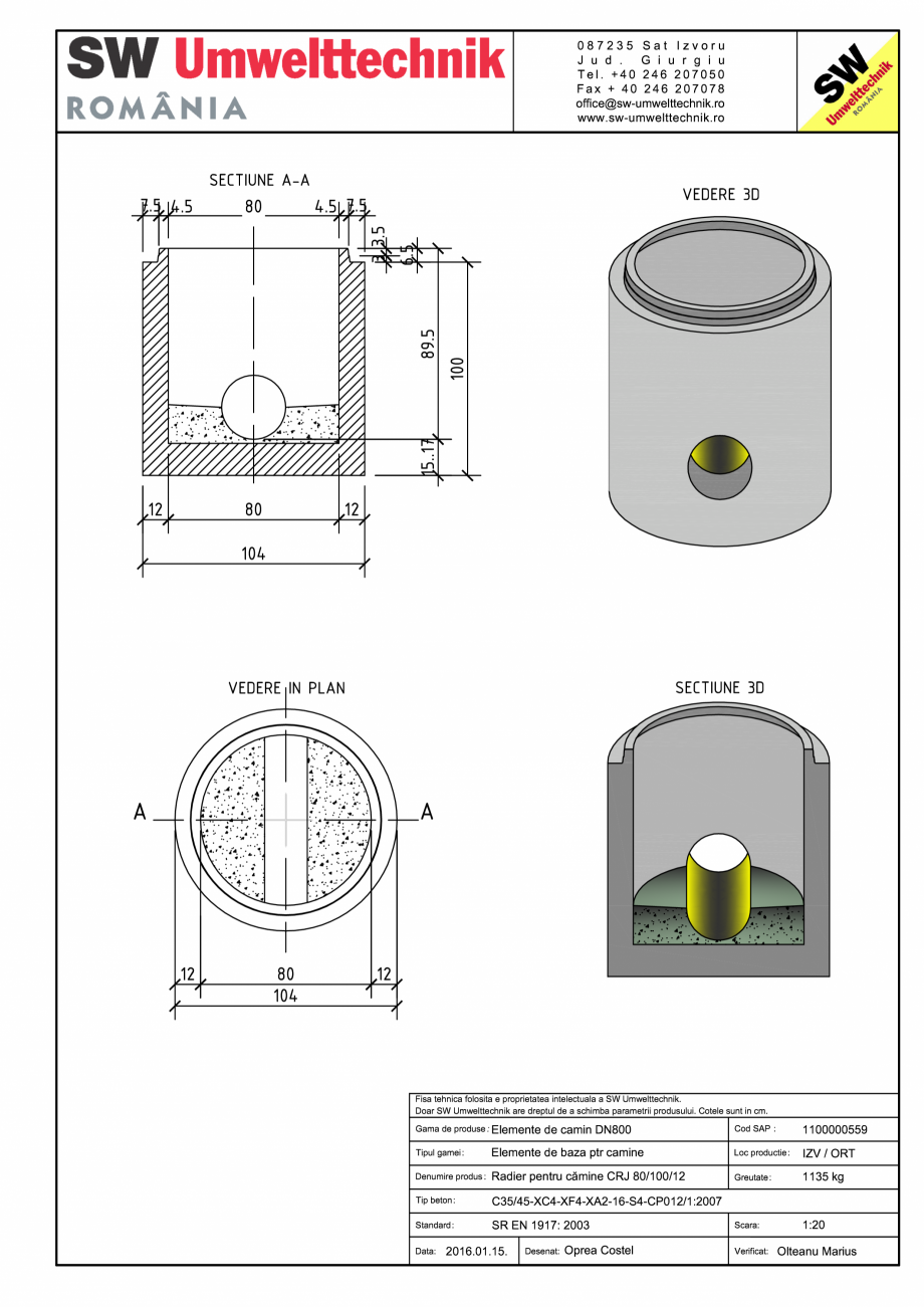 Pagina 1-CAD-PDF Radier pentru camine CRJ 80/100/12 SW UMWELTTECHNIK Detaliu de produs CRV- RCA-CR-CRJ  