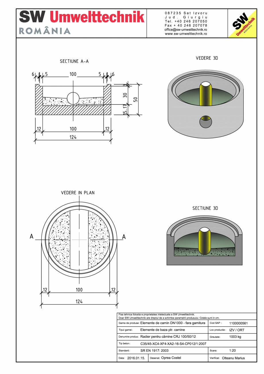 Pagina 1-CAD-PDF Radier pentru camine CRJ 100/50/12 SW UMWELTTECHNIK Detaliu de produs CRV- RCA-CR-CRJ  
