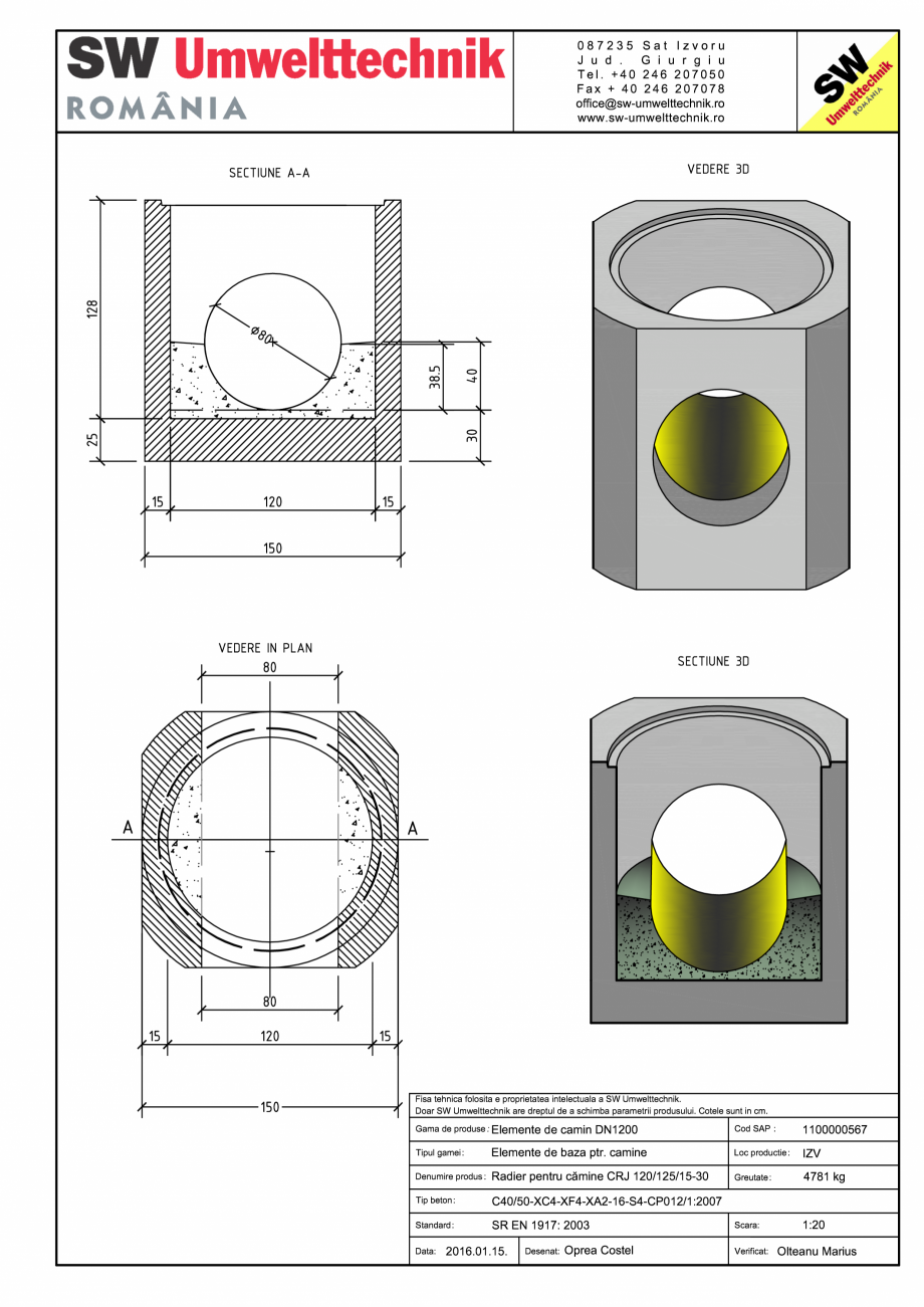 Pagina 1-CAD-PDF Radier pentru camine CRJ 120/125/15-30 SW UMWELTTECHNIK Detaliu de produs CRV- RCA-CR-CRJ  