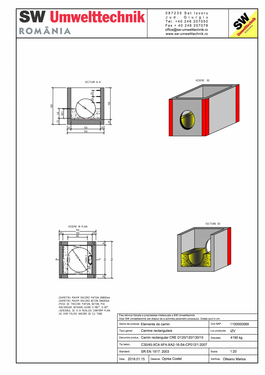 Pagina 1-CAD-PDF Camin rectangular CRE Di 120/120/130/15 SW UMWELTTECHNIK Detaliu de produs 