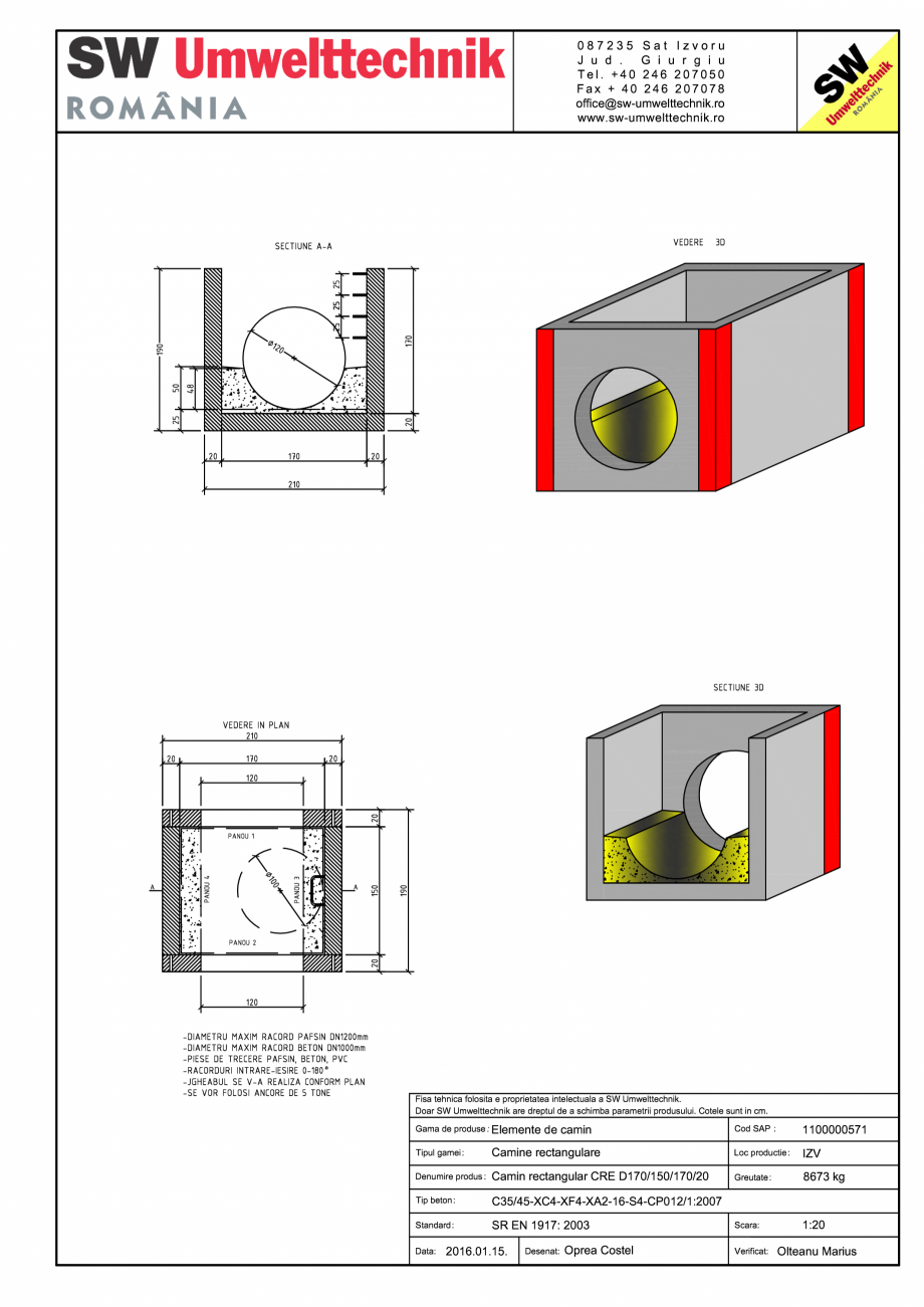 Pagina 1-CAD-PDF Camin rectangular CRE Di 170/150/170/20 SW UMWELTTECHNIK Detaliu de produs 