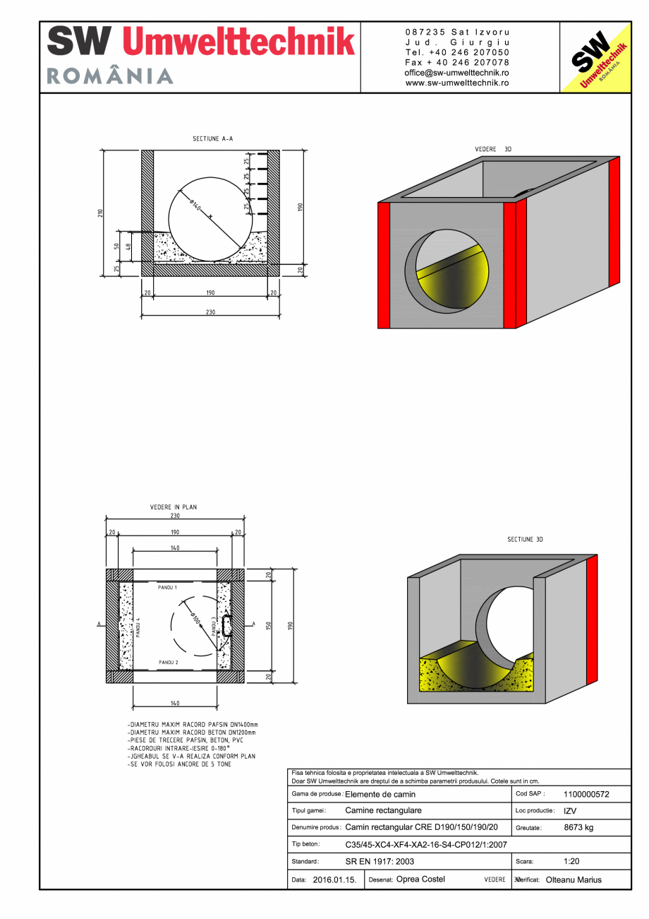 Pagina 1-CAD-PDF Camin rectangular CRE Di 190/150/190/20 SW UMWELTTECHNIK Detaliu de produs 