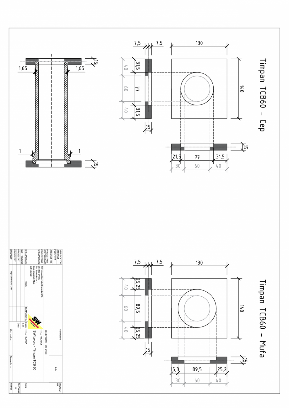 Pagina 1-CAD-PDF Timpan TCB60 L140 g15 h130 DN60 SW UMWELTTECHNIK Detaliu de produs TT-TCB-RC 