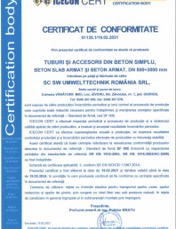 Certificat de conformitate nr 01135 - tuburi din beton armat - DN 500-3000
