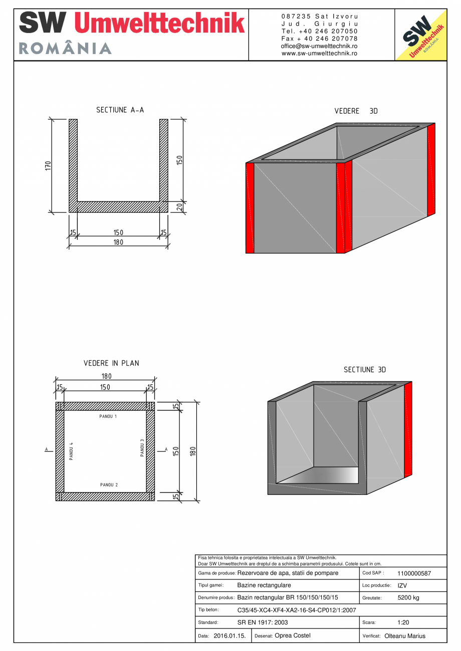Pagina 1-CAD-PDF Bazin rectangular BR Di 150/150/150/15 SW UMWELTTECHNIK Detaliu de produs 