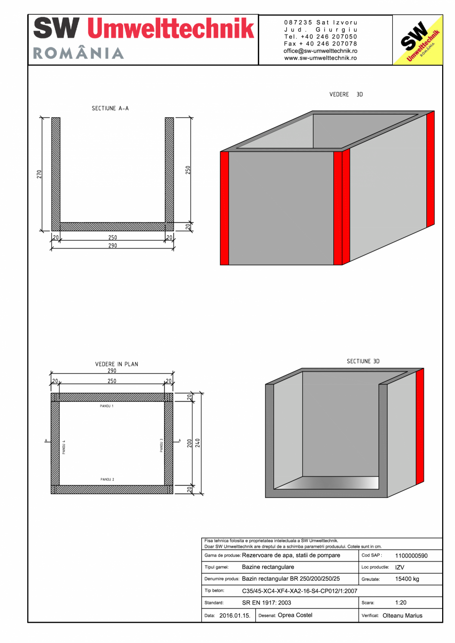 Pagina 1-CAD-PDF Bazin rectangular BR Di 250/200/250/20 SW UMWELTTECHNIK Detaliu de produs 