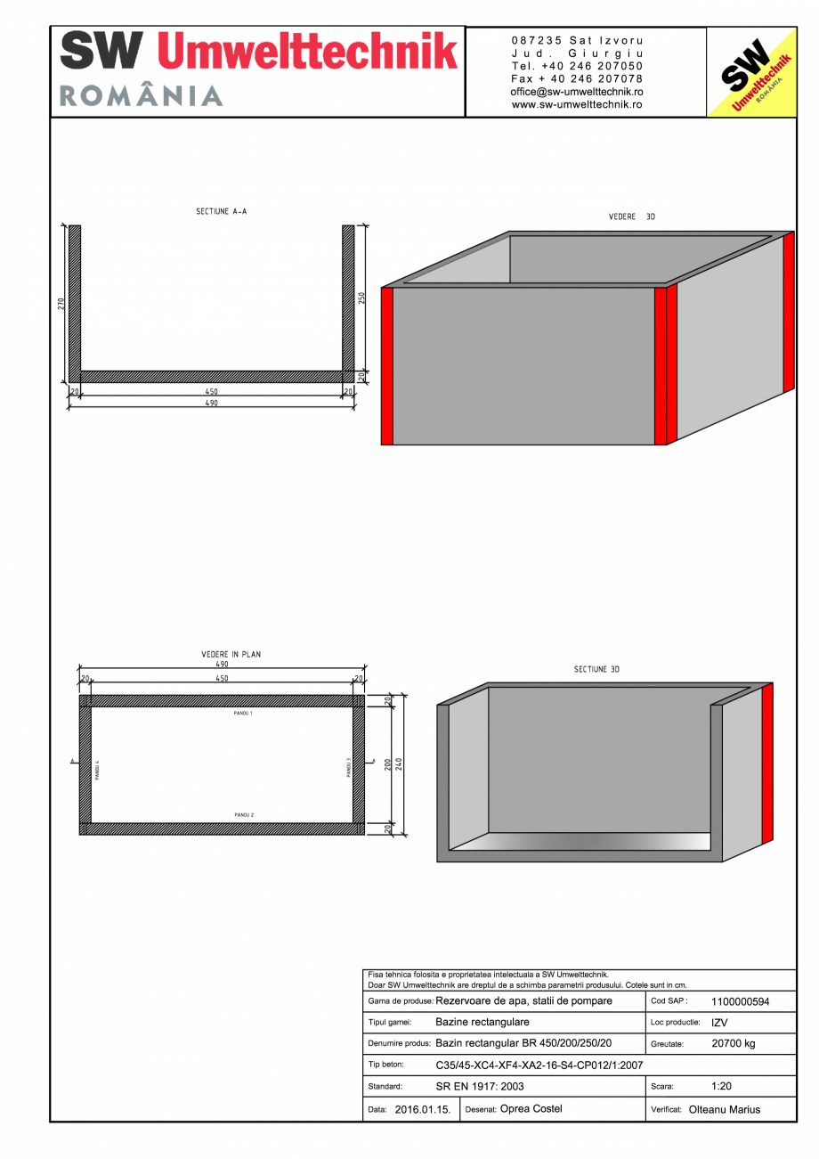 Pagina 1-CAD-PDF Bazin rectangular BR Di 450/200/250/20 SW UMWELTTECHNIK Detaliu de produs 